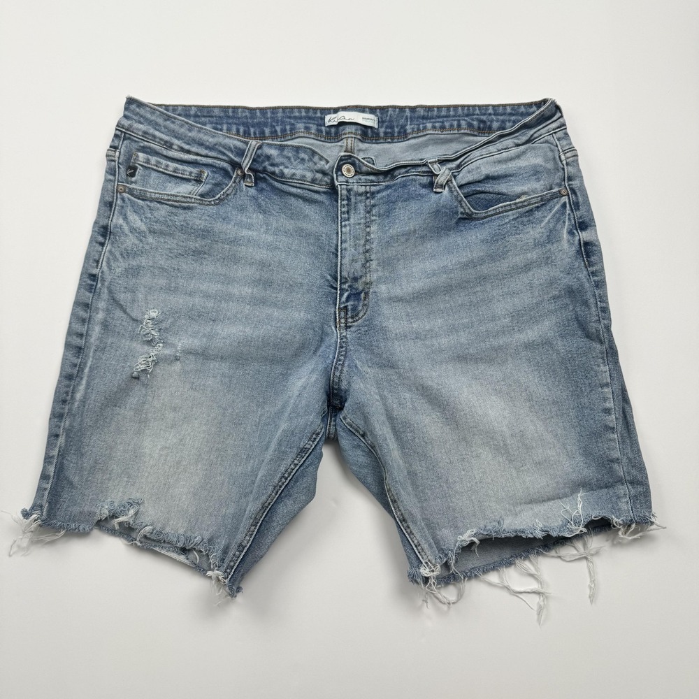 KanCan Shorts Womens 24 Blue Distressed Denim Frayed Hem Raw Cut Casual Maurice